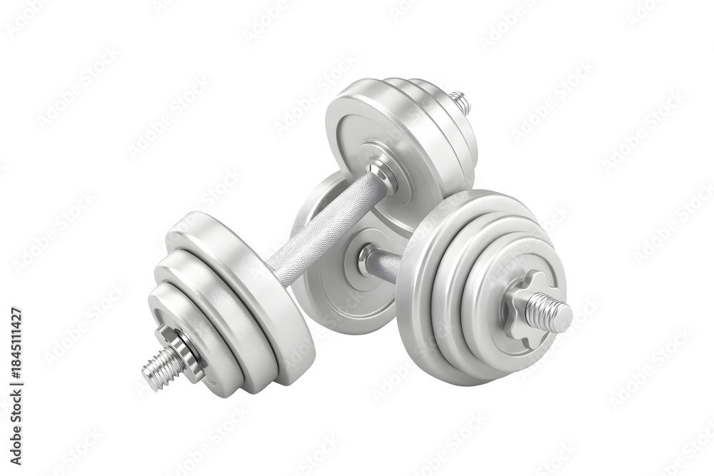 Naklejka premium Pair of gym dumbbells, perfect for fitness, isolated on a white background