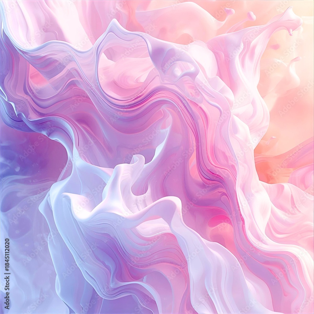 Obraz premium Soft pastel fluid abstract background with flowing liquid waves and dreamy gradient