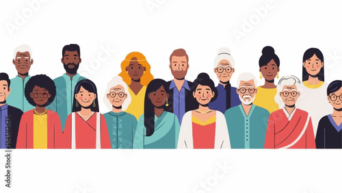 Diverse group of people standing together in unity and harmony.