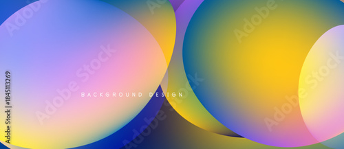 Abstract colorful overlapping circles create vibrant background. Gradient hues blend smoothly, offering modern aesthetic.
