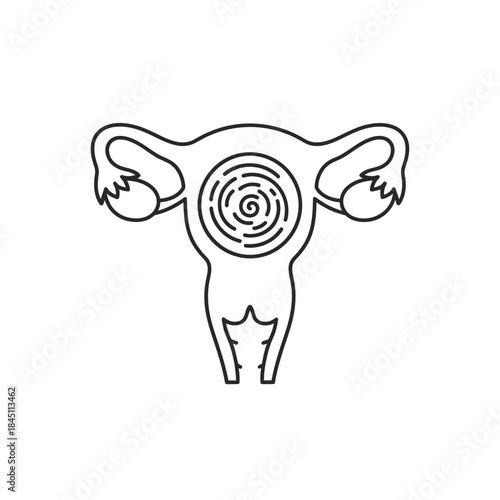 Abstract Female Reproductive System Diagram With Spiral Center Line Art Fertility Concept