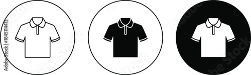 Polo Shirt Icons Outline Filled Black and White t-shirt clothing