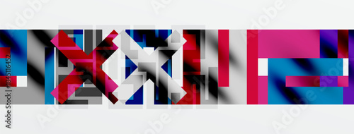 Abstract geometric shapes, vibrant colors, layered design. Modern art composition with bold contrasts, dynamic texture.