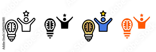 Coaching Icon Set Multiple Style Collection. Mentor, Goal Setting, Motivation, Teamwork, Training, Personal Development, Vision, Strategy, Leadership, Feedback, Success, Performance Review, Empowerme