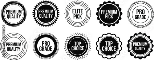 premium black and white badge collection for branding marketing and identity design, vector illustration