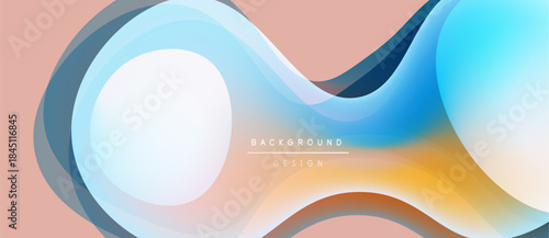 Abstract flowing shapes, pastel colors, modern design. Gradient blends create dynamic visual effect. Smooth curves suggest movement, elegance.