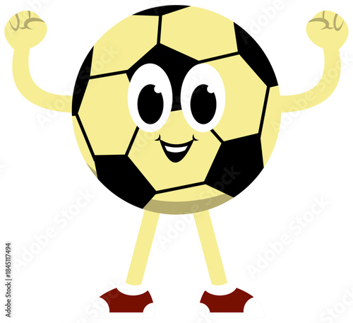 Soccer Ball Mascot Celebration Illustration. Editable Color Vector