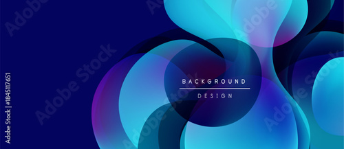 Abstract fluid shapes overlap, creating vibrant blue purple gradients. Modern design element for backgrounds, presentations.