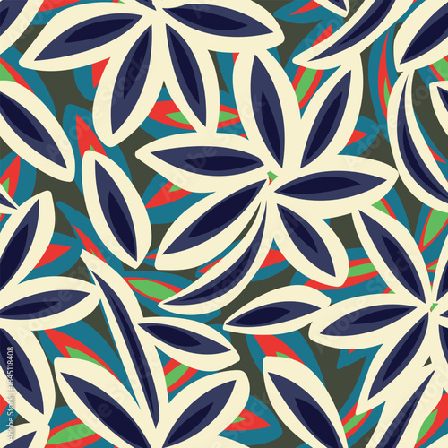Colourful Abstract Floral Seamless Pattern Design