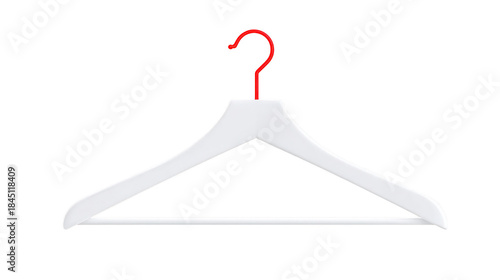 Two hangers one white one red are shown white plastic hanger supports red wire hanger