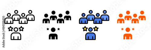 Coaching Icon Set Multiple Style Collection. Mentor, Goal Setting, Motivation, Teamwork, Training, Personal Development, Vision, Strategy, Leadership, Feedback, Success, Performance Review, Empowerme