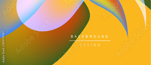 Abstract colorful shapes overlap. Gradient hues create dynamic visual effect. Background design features smooth transitions, modern aesthetic.