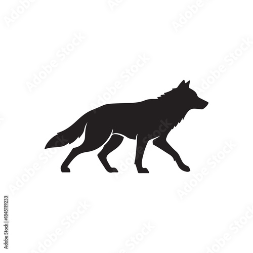 Wolf silhouette icon vector flat design