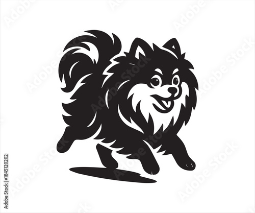 Cute Fluffy Spitz Dog Running Cartoon Illustration