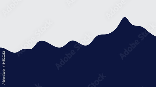 Vector illustration of a misty mountain range silhouette at sunrise, featuring peaks, hills, sky, and clouds
