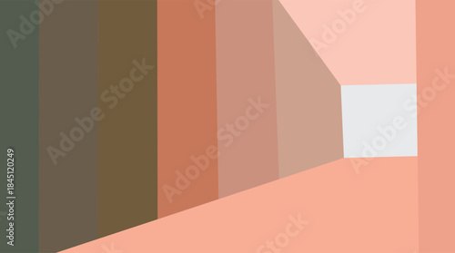 Man standing in an empty, light-filled architectural interior corridor with a door and window, offering a view of the design and space