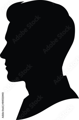 Male side profile silhouette illustration, minimalist black head portrait vector art for identity, psychology, avatar, branding, icons, and creative design projects