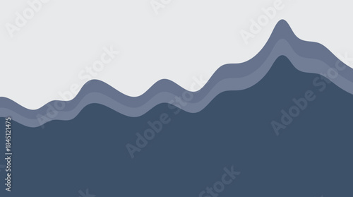 Vector illustration of a mountain landscape at sunrise with fog and clouds