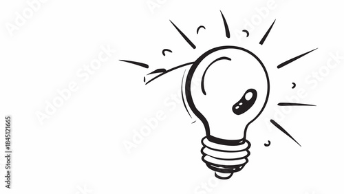 Bright glowing bulb in minimal vector style, clean white background ideal for power, invention, and inspiration design projects.
