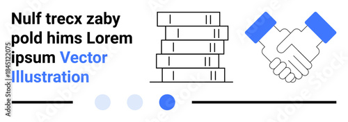 Handshake icon next to stacked books symbolizing agreement, knowledge, or teamwork. Ideal for collaboration, education, business, partnership, professional development, negotiation simple landing