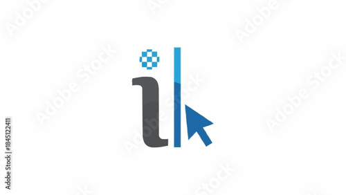 Cursor pointing at a stylized letter I with a checkered sphere above it.