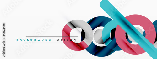 Abstract colorful ribbons create dynamic background. Modern design elements overlap, forming interesting shapes, textures. Clean aesthetic.