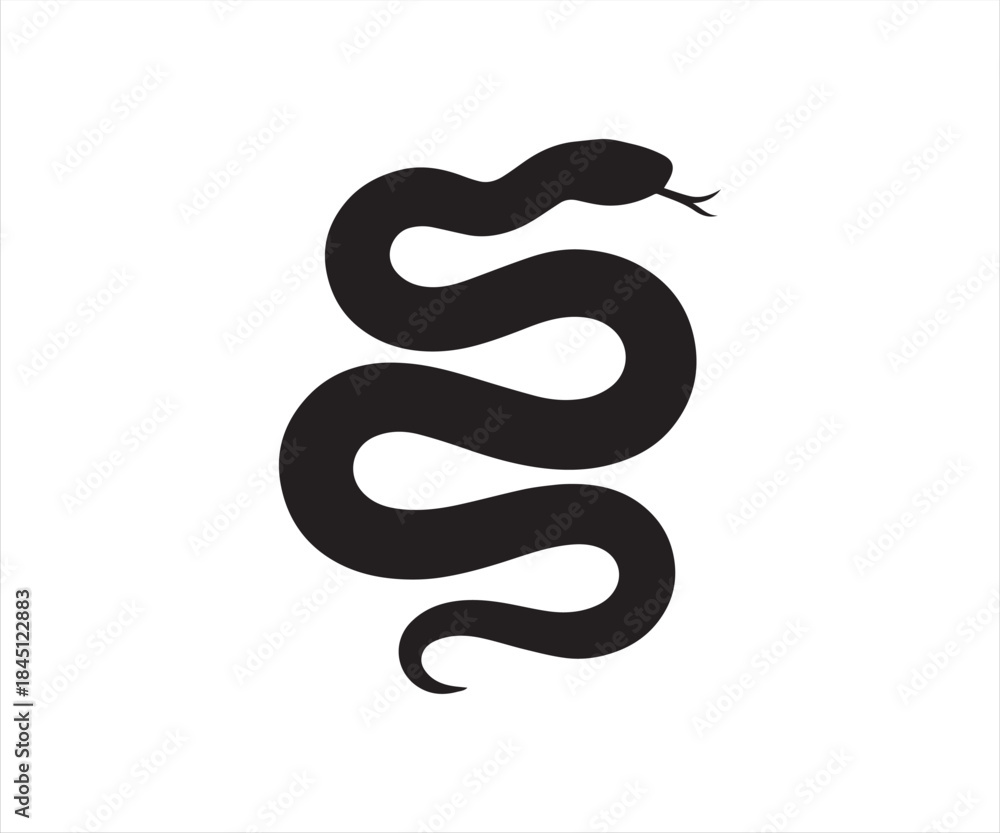custom made wallpaper toronto digitalMinimal Snake Silhouette Icon in Black on White Background