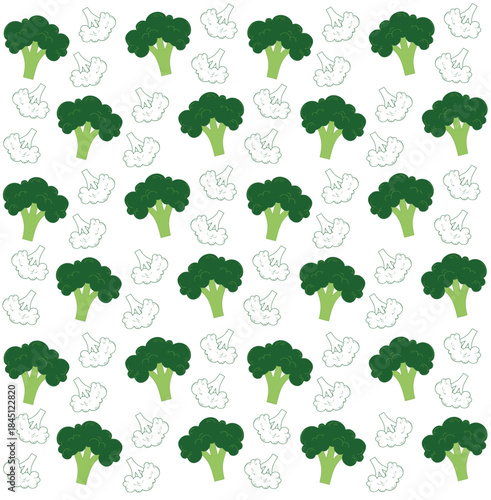 seamless pattern with Broccoli green vegetables