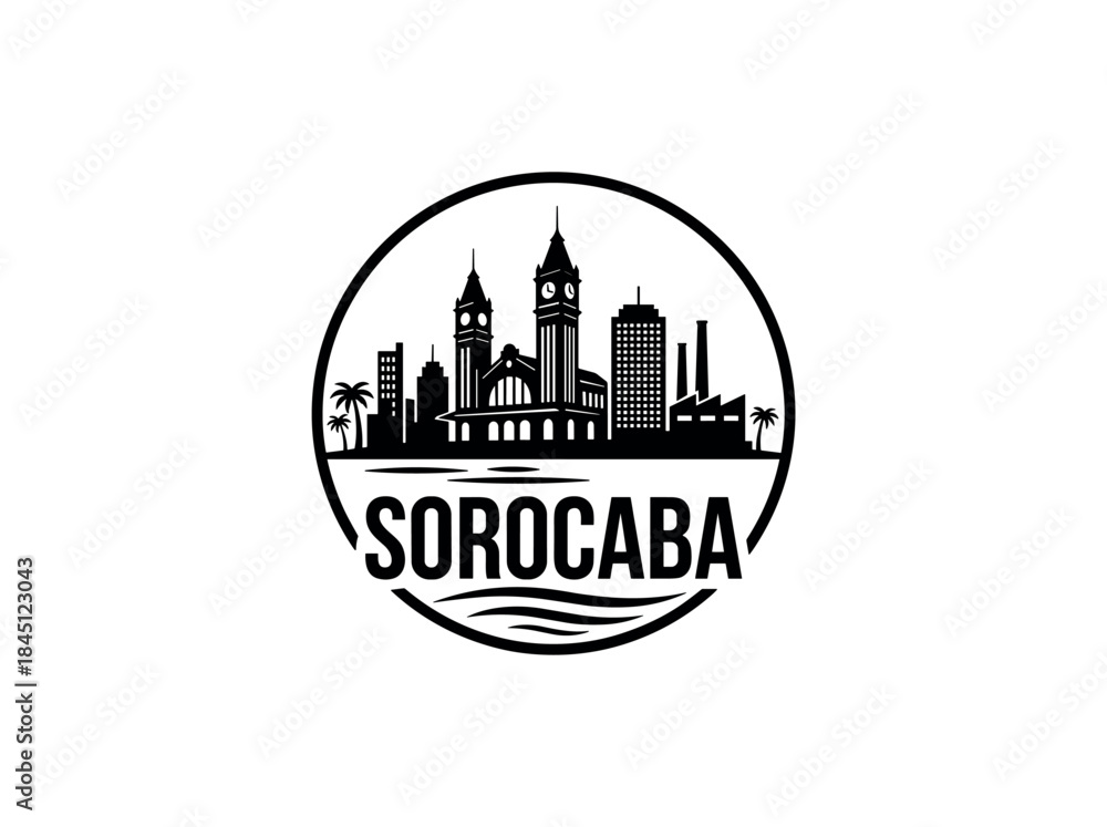Fototapeta premium Sorocaba city of Brazil skyline emblem with landmarks