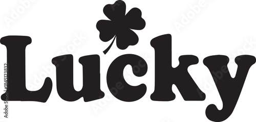 The word lucky with a shamrock above the letter c