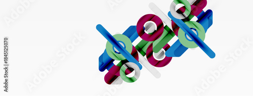 Abstract geometric shapes, colorful cylinders, tubes intersect. Minimalist design, clean lines, modern aesthetic. Bright hues contrast white background.