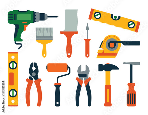 Various hand tools for construction and home repair