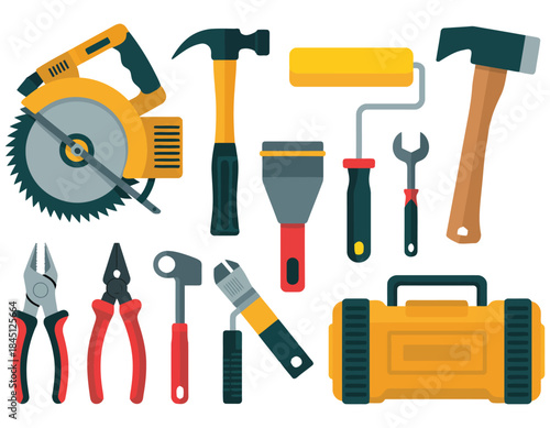 Set of various hand tools for home repair