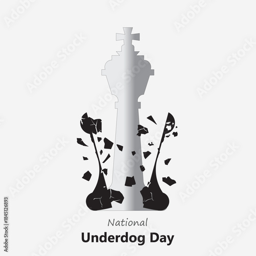 An impactful illustration showing a humble chess pawn shattering and transforming into a powerful king, symbolizing the rise of underdogs, inner strength, and the spirit of National Underdog Day.