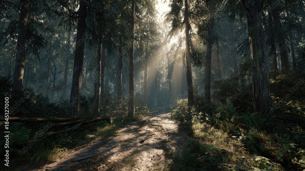 Fototapeta premium Forest Path Sunlight