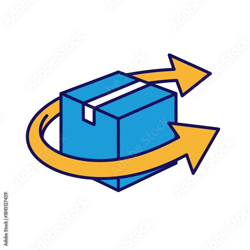 Return and Exchange - A Box with Arrows Symbolizing Product Returns.