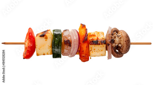panner mushroom and vegetables barbecue on transparent background