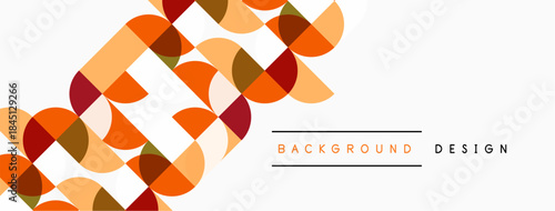 Abstract geometric pattern. Orange, brown, yellow squares overlap creating modern background design. Minimalist style.