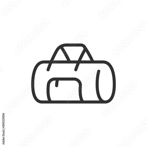 Sports duffel bag, linear icon. Training gear storage and travel use. Line with editable stroke.