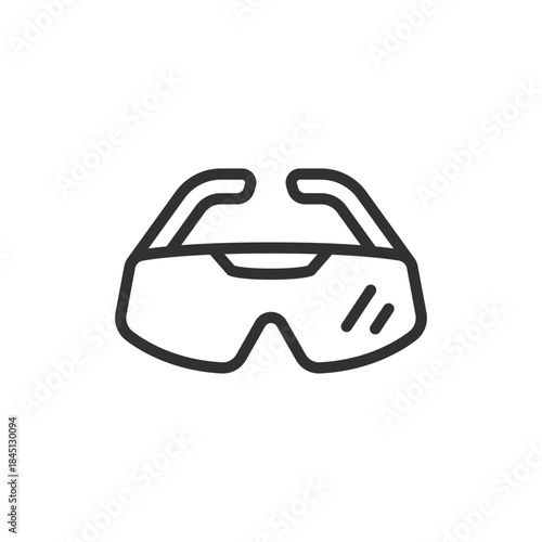Protective goggles, linear icon. Eye safety and impact shielding. Line with editable stroke.