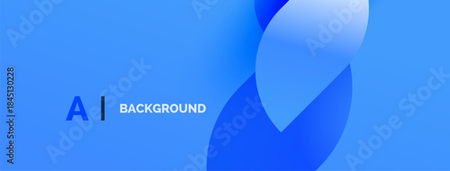 Blue background features abstract shapes, text AI BACKGROUND. Modern design, clean aesthetic, vibrant colors present. Simple composition.