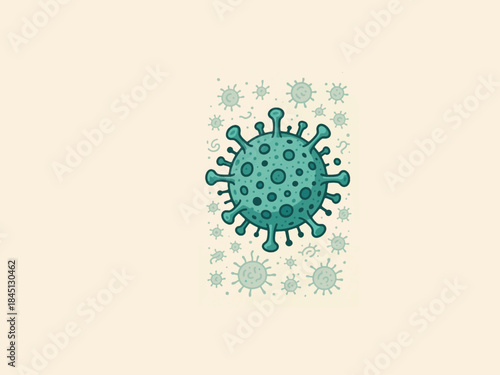 Virus cell illustration with micro-organism concept, scientific vector 