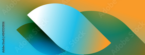 Abstract gradients blend, creating flowing shapes. Colors transition smoothly, evoking dynamic visual experience. Modern design elements present.