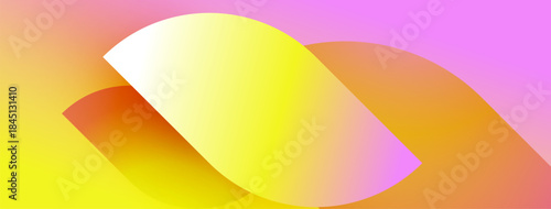 Abstract gradient shapes overlap. Yellow, orange, pink hues blend smoothly. Minimalist design evokes warmth, depth. Modern aesthetic.