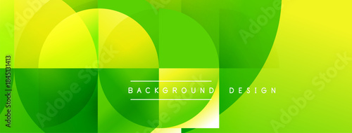 Abstract geometric pattern. Overlapping circles create vibrant green, yellow gradients. Modern design element for backgrounds, presentations.