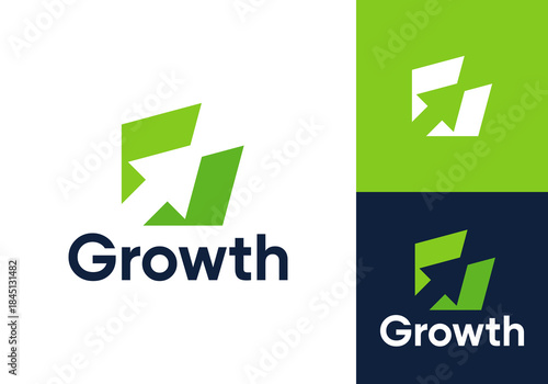 abstract arrow grow finance logo design concept