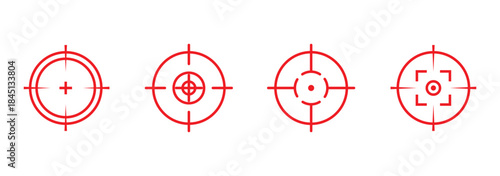 Target aim set. Crosshair target weapon sniper army sight for gun or rifle. Focus on aim set. Sniper target navigation for shooting, shooting game and accuracy. Target icon. Eps 10.