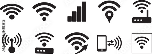   Twenty wifi icon set in outline style for wireless network, internet and connection design.