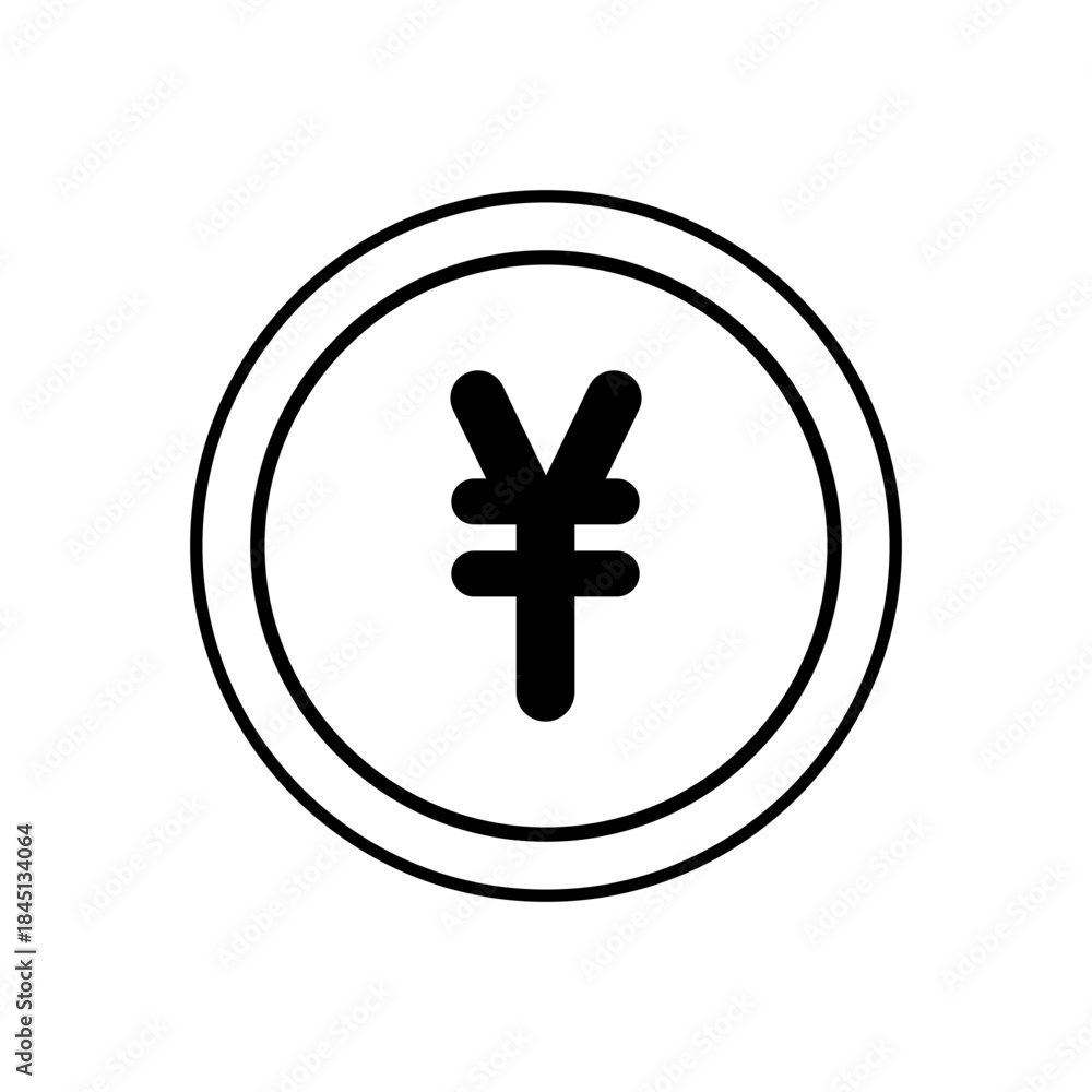 Fototapeta premium 白黒の円マークコインのシンプルアイコン