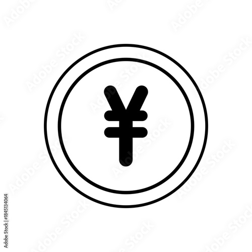 白黒の円マークコインのシンプルアイコン